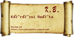 Körözsi Beáta névjegykártya