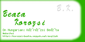 beata korozsi business card